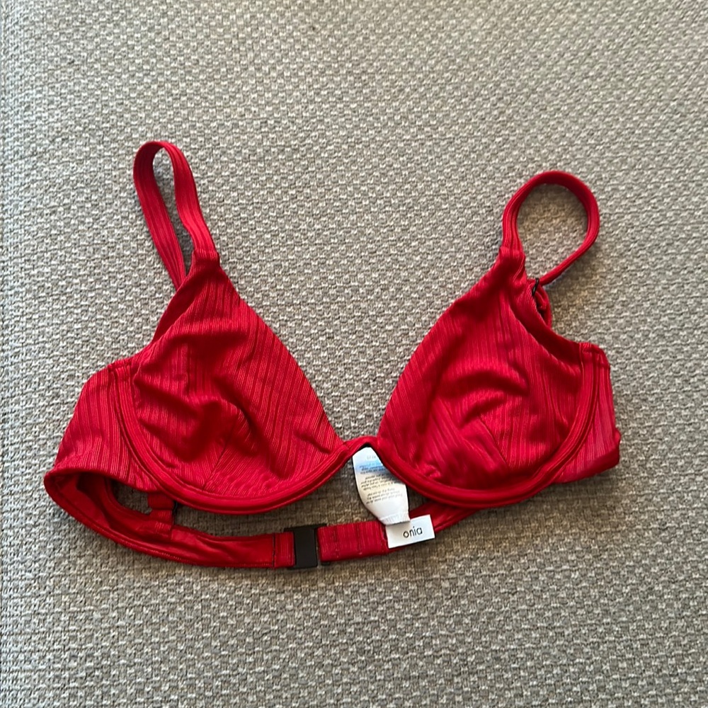 Red onia bikini top only medium